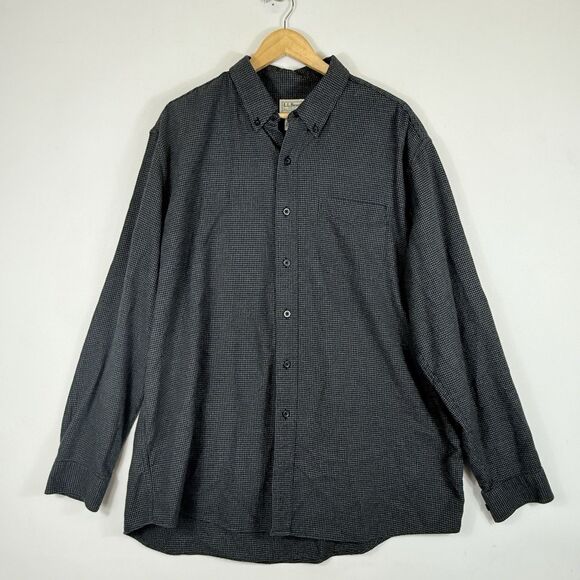L.L. Bean Other - L.L. Bean Men XL Regular Grey Black Gingham Plaid Flannel Cabincore Casual Shirt